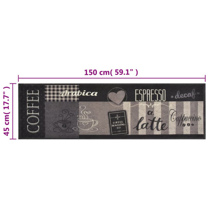 Köksmatta maskintvättbar kaffe svart 45x150 cm sammet