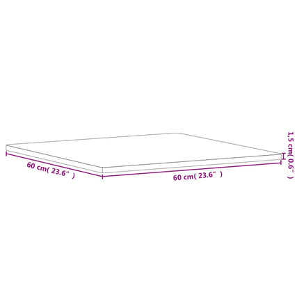 Bordsskiva 60x60x1,5 cm fyrkantig massivt bokträ