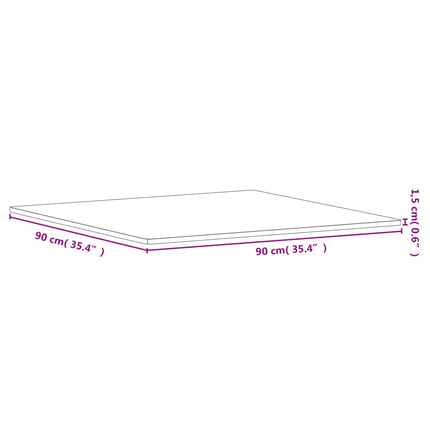 Bordsskiva 90x90x1,5 cm fyrkantig massivt bokträ