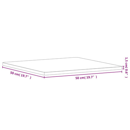 Bordsskiva 50x50x1,5 cm fyrkantig massivt bokträ