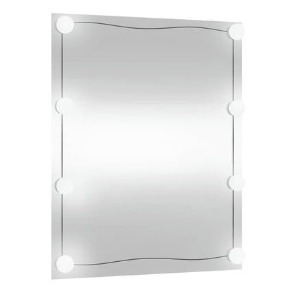 Väggspegel med LED-belysning 50x60 cm glas rektangulär