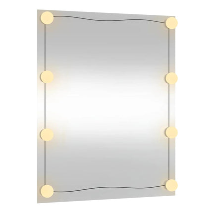 Väggspegel med LED-belysning 50x60 cm glas rektangulär