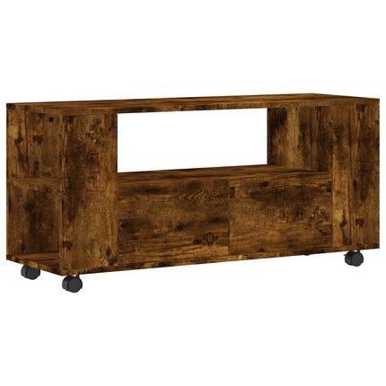 Tv-bänk rökfärgad ek 102x34,5x43 cm konstruerat trä