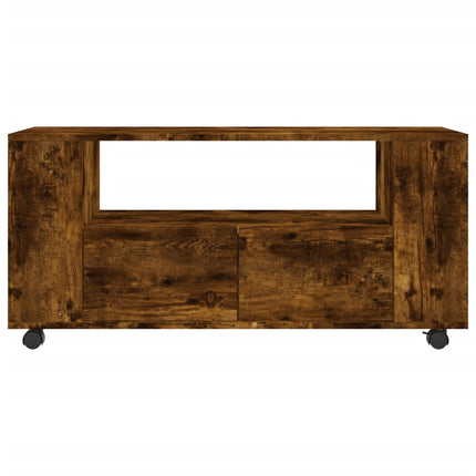 Tv-bänk rökfärgad ek 102x34,5x43 cm konstruerat trä