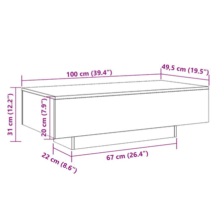 Soffbord rökfärgad ek 100x49,5x31 cm konstruerat trä