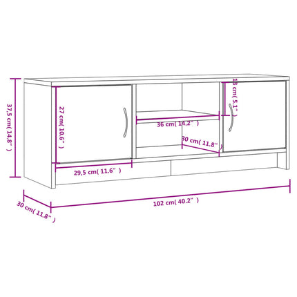 Tv-bänk betonggrå 102x30x37,5 cm konstruerat trä