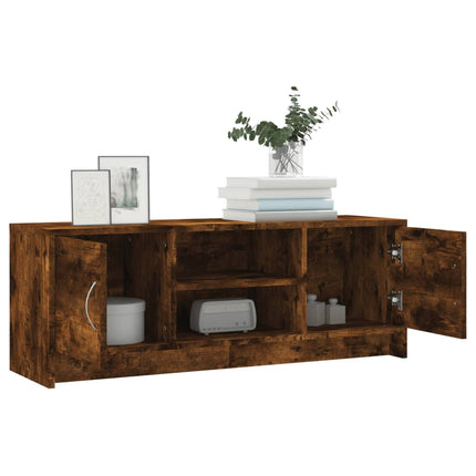 Tv-bänk rökfärgad ek 102x30x37,5 cm konstruerat trä