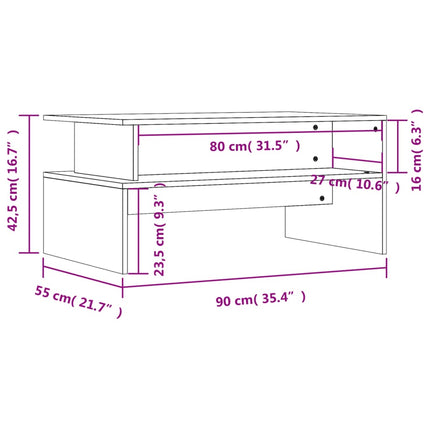 Soffbord betonggrå 90x55x42,5 cm konstruerat trä