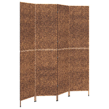 Rumsavdelare 4 paneler brun 163x180 cm vattenhyacint