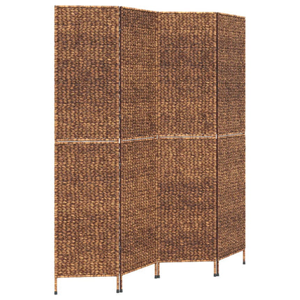 Rumsavdelare 4 paneler brun 163x180 cm vattenhyacint
