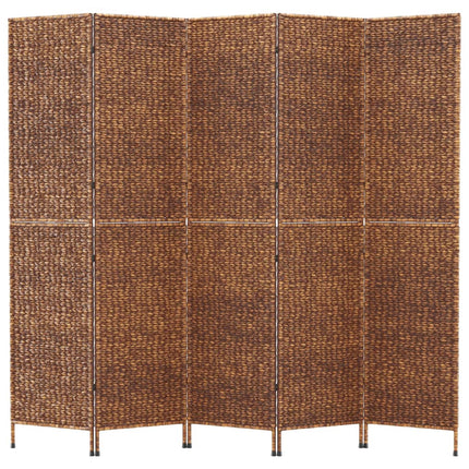 Rumsavdelare 5 paneler brun 205x180 cm vattenhyacint
