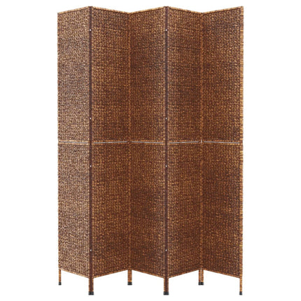 Rumsavdelare 5 paneler brun 205x180 cm vattenhyacint