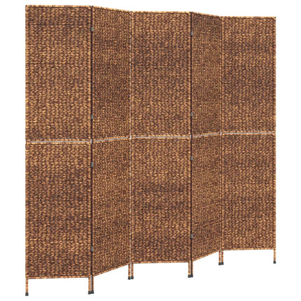 Rumsavdelare 5 paneler brun 205x180 cm vattenhyacint