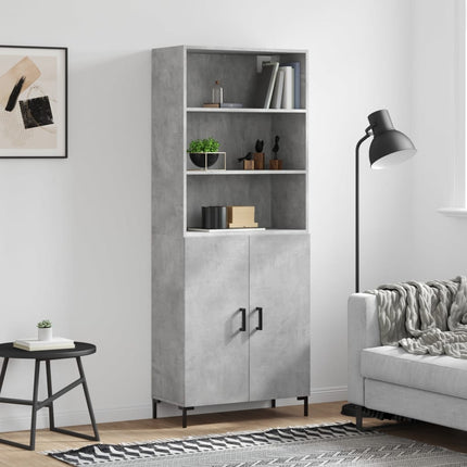 Högskåp betonggrå 69,5x34x180 cm konstruerat trä