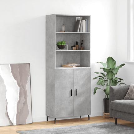 Högskåp betonggrå 69,5x34x180 cm konstruerat trä