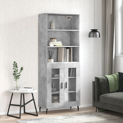 Högskåp betonggrå 69,5x34x180 cm konstruerat trä