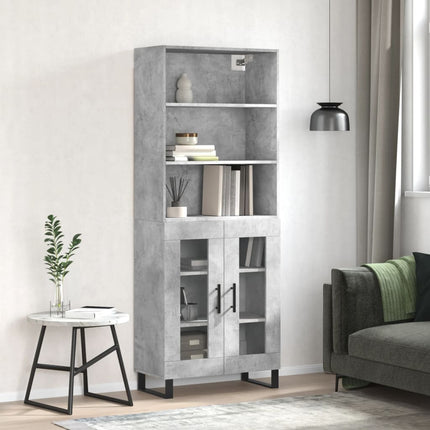 Högskåp betonggrå 69,5x34x180 cm konstruerat trä