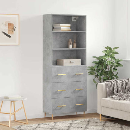 Högskåp betonggrå 69,5x34x180 cm konstruerat trä