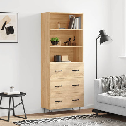 Högskåp sonoma-ek 69,5x34x180 cm konstruerat trä