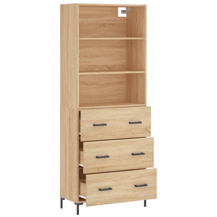 Högskåp sonoma-ek 69,5x34x180 cm konstruerat trä