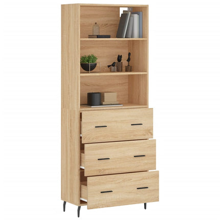 Högskåp sonoma-ek 69,5x34x180 cm konstruerat trä