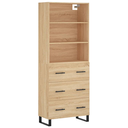 Högskåp sonoma-ek 69,5x34x180 cm konstruerat trä