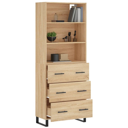 Högskåp sonoma-ek 69,5x34x180 cm konstruerat trä