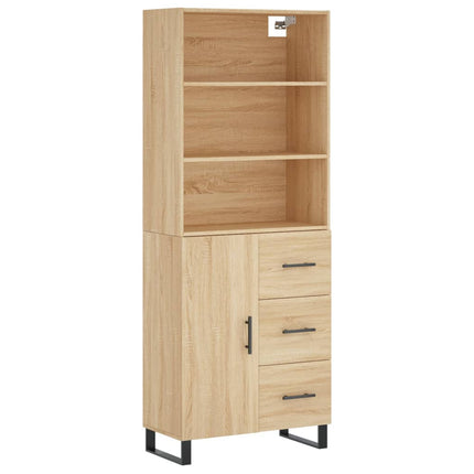 Högskåp sonoma-ek 69,5x34x180 cm konstruerat trä