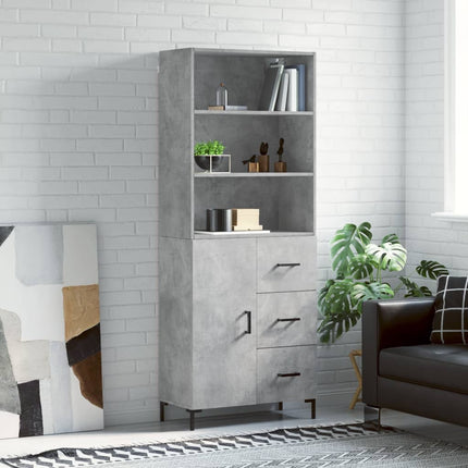 Högskåp betonggrå 69,5x34x180 cm konstruerat trä