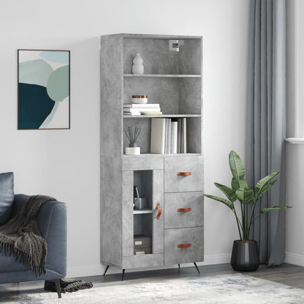 Högskåp betonggrå 69,5x34x180 cm konstruerat trä