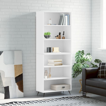 Högskåp vit 69,5x32,5x180 cm konstruerat trä