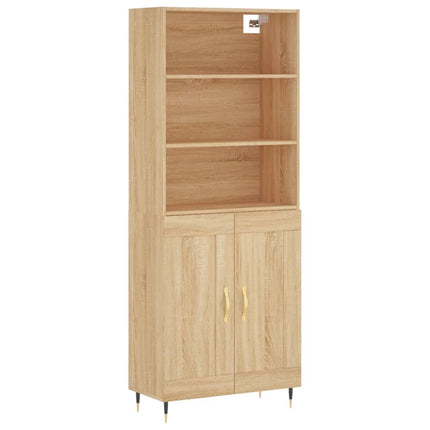 Högskåp sonoma-ek 69,5x34x180 cm konstruerat trä