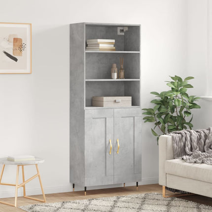 Högskåp betonggrå 69,5x34x180 cm konstruerat trä