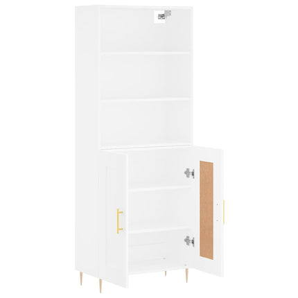 Högskåp vit 69,5x34x180 cm konstruerat trä