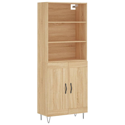 Högskåp sonoma-ek 69,5x34x180 cm konstruerat trä