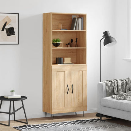 Högskåp sonoma-ek 69,5x34x180 cm konstruerat trä