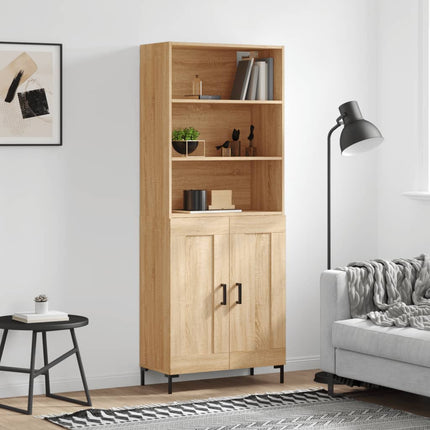 Högskåp sonoma-ek 69,5x34x180 cm konstruerat trä