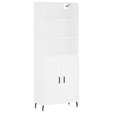 Högskåp vit 69,5x34x180 cm konstruerat trä