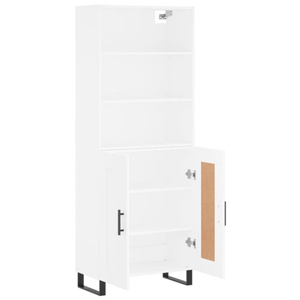 Högskåp vit 69,5x34x180 cm konstruerat trä