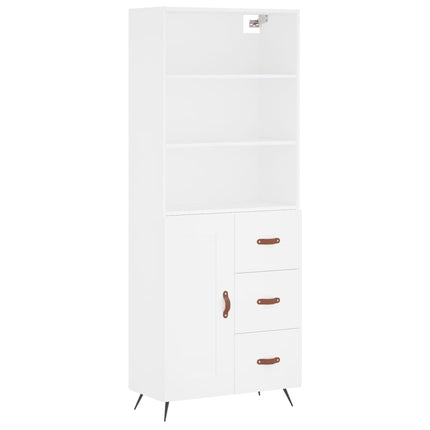 Högskåp vit 69,5x34x180 cm konstruerat trä