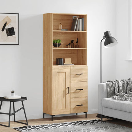 Högskåp sonoma-ek 69,5x34x180 cm konstruerat trä