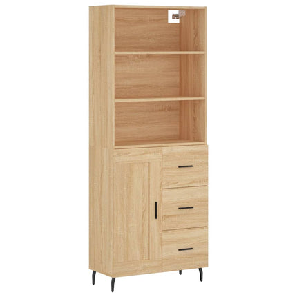 Högskåp sonoma-ek 69,5x34x180 cm konstruerat trä