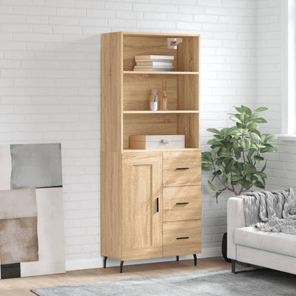 Högskåp sonoma-ek 69,5x34x180 cm konstruerat trä
