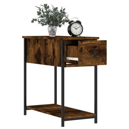 Sängbord 2 st rökfärgad ek 30x60x60 cm konstruerat trä