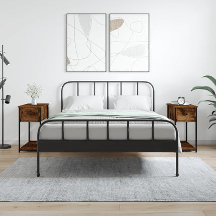 Sängbord 2 st rökfärgad ek 30x60x60 cm konstruerat trä