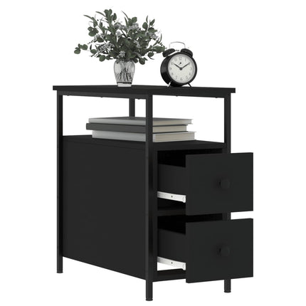 Sängbord 2 st svart 30x60x60 cm konstruerat trä