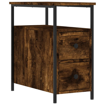 Sängbord 2 st rökfärgad ek 30x60x60 cm konstruerat trä