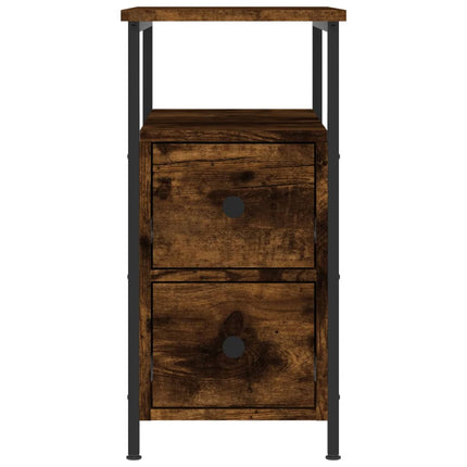 Sängbord 2 st rökfärgad ek 30x60x60 cm konstruerat trä