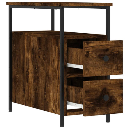 Sängbord 2 st rökfärgad ek 30x60x60 cm konstruerat trä