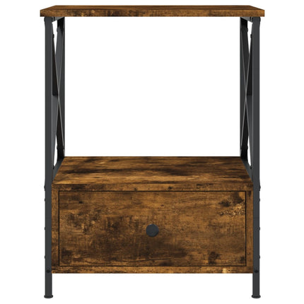 Sängbord rökfärgad ek 50x41x65 cm konstruerat trä